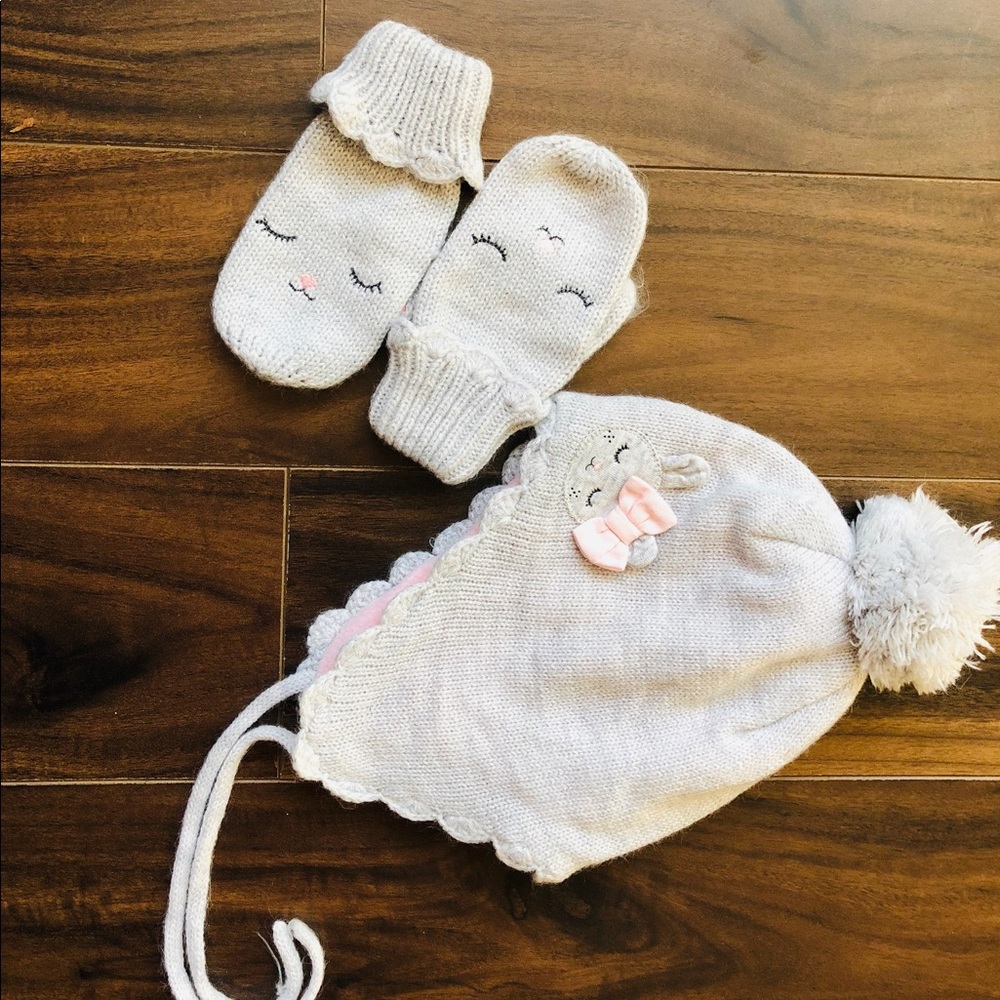 H&M Baby Girl’s Glittery Gray/Light Pink Hat Set
